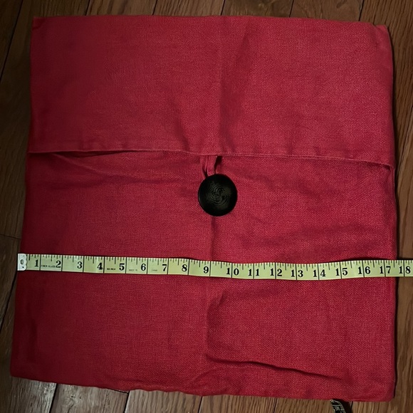 Pottery Barn Red accent pillow cover with brown button - Picture 8 of 11